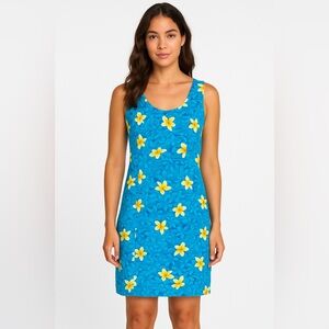 Jam’s World Blue Floral Sleeveless Plumeria Mini Dress